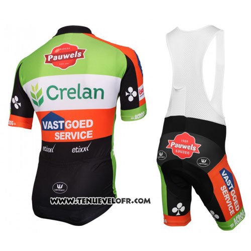 2016 Maillot Ciclismo Crelan AA Rouge et Vert Manches Courtes et Cuissard